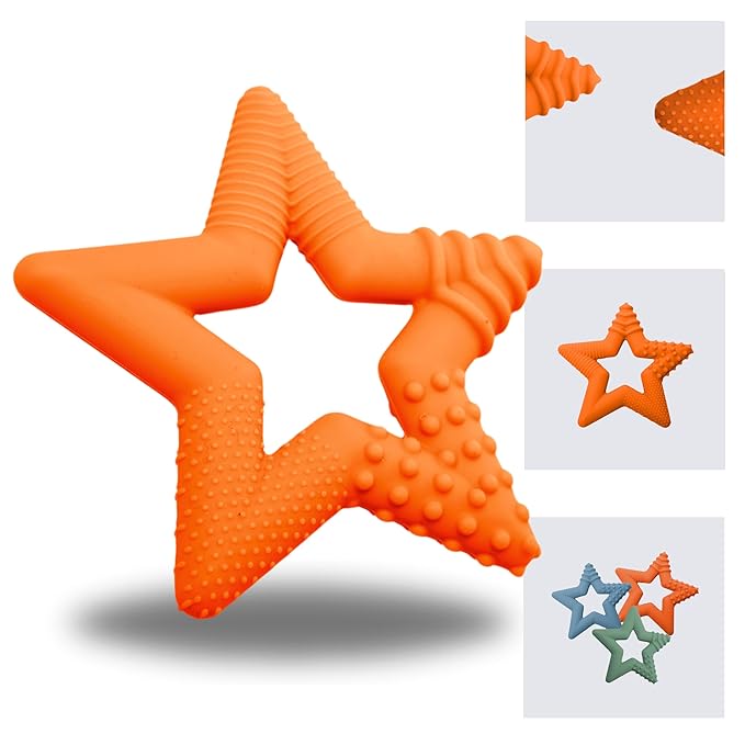 TalkTools Sensory Teeny Teether Star - Alternative to Thumb Sucking and Pacifiers, Enhances Oral Motor Awareness, Perfect for Children with Sensory Needs, Oral Development Aids (Tangerine)