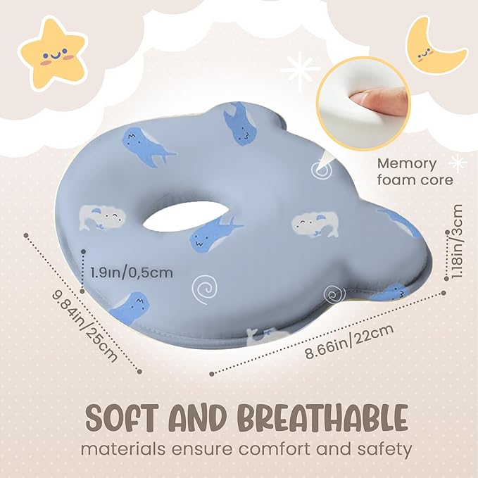 Soft and Breathable Pillow with Memory Foam and Bear Design (Ocean)