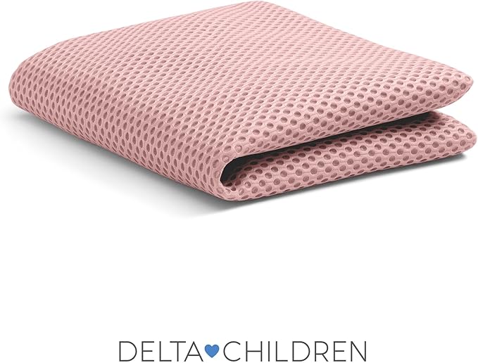 Delta Children Breathable Crib Mattress Pad Cover - Make Every Crib Mattress Breathable - Elastic Edges for Secure, Universal Fit - Machine Washable - 1 Pack, Pink