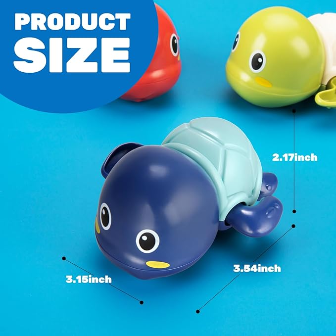 TOHIBEE Bath Toys, 3 Pack Cute Swimming Turtle Bath Toy for Toddlers 1-3, New Born Baby Bathtub Water Toys, Preschool Toddler Pool Toys