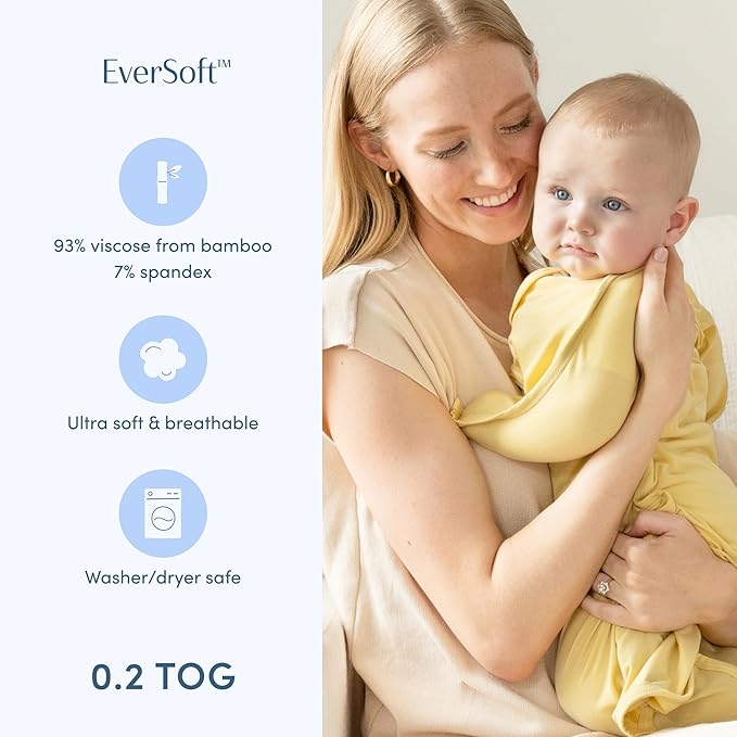 SleepingBaby EverSoft Zipadee-Zip Transition Swaddle - Roomy Wearable Blanket with Two Way Zipper - Viscose from Bamboo - Sunshine, X-Small (3-6 Month)