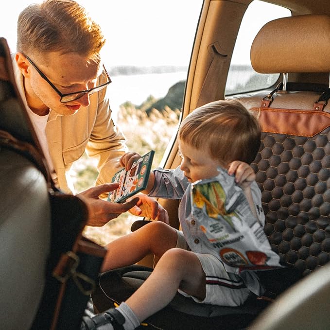 Premium Leather Car Seat Protector 2 Pack for Child Car Seat Cover from Dirt - Infant Car Seat Protector for Back Seat/Front Booster Under Baby Waterproof Hexy
