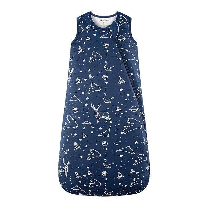 Mosebears Unisex Rayon Made from Bamboo Sleep Sack with 2-Way Zipper,2.5 Tog Baby Winter Sleep Sack(Navy Blue,0-6 Months)