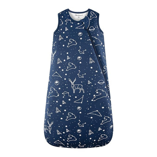 Mosebears Unisex Rayon Made from Bamboo Sleep Sack with 2-Way Zipper,2.5 Tog Baby Winter Sleep Sack(Navy Blue,0-6 Months)