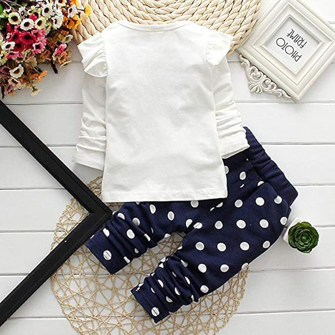 Cute Toddler Baby Girls Clothes Set Long Sleeve T-Shirt and Pants Kids 2pcs Outfits