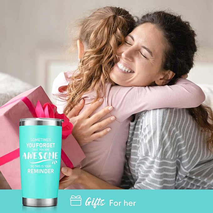 NOWWISH Gifts for Women, Birthday Coffee Tumbler, Inspirational Thank You GIfts for Her Women Mom Wife Mother-in-Law, Green 20oz