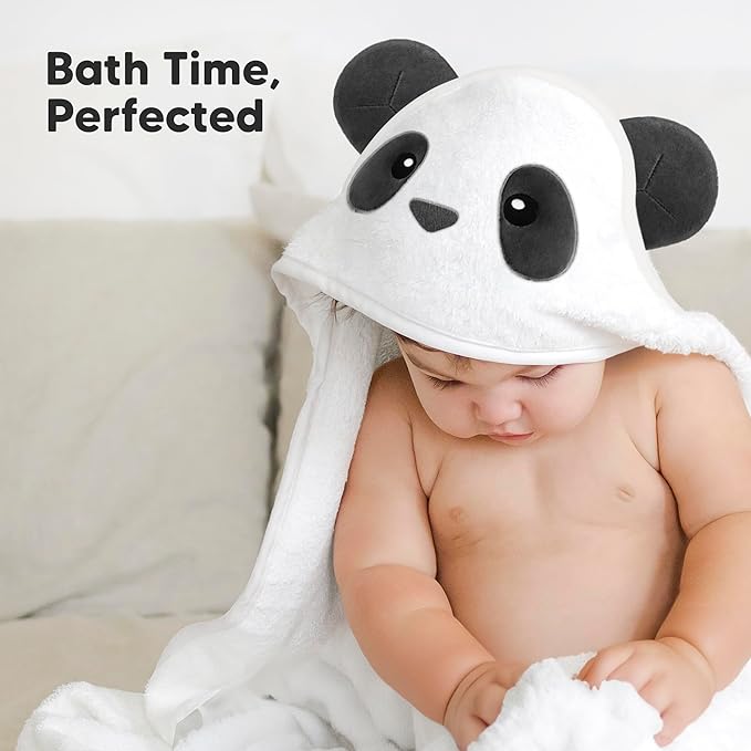 KeaBabies Hooded Baby Towel for Newborn - Viscose Derived from Bamboo Large Baby Bath Towels with Hood for Boys, Girls, Toddler, Extra Absorbent & Soft Newborn Bath Essentials (Panda)