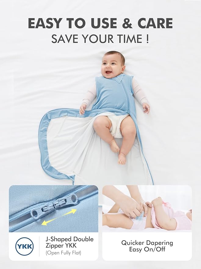 HAPIU Unisex Rayon Made from Bamboo Baby Sleep Sack TOG 0.5, 2-Way Zipper YKK, Wearable Blanket Toddler