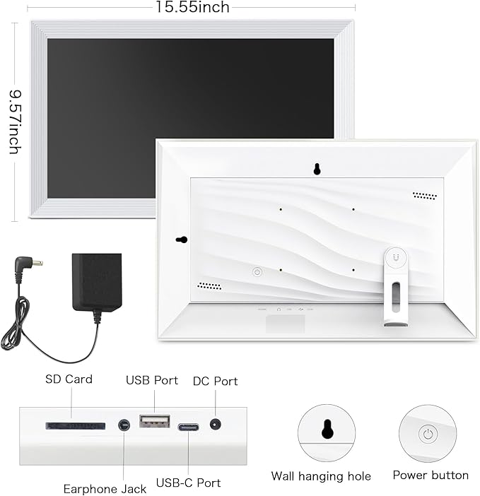 Digital Picture Frame WiFi, 15.6 Inch Frameo Digital Photo Frame, 32GB Memory, 1920*1080 IPS HD Touch Screen, Auto-Rotate, Share Pictures Video Instantly, Gift for Mom, Wedding, Birthday, Anniversary