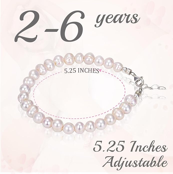 Freshwater Cultured Pearl Bracelet, Sterling Silver Jewelry. Toddler Bracelets for Girls, Toddler Girl Birthday Gifts, Keepsake Baby Girl gift