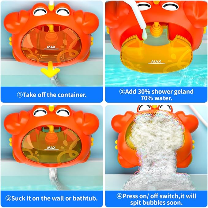 Bath Toys Shower Head for 1-3: Baby Kids 4-8 Months,Light up Bubble Machine for Toddlers 2-4,Pool Shower Musical Games,Gift Ideas of Birthday Chritmas,Bathtub Bubble Maker for Babies 6-12 Months