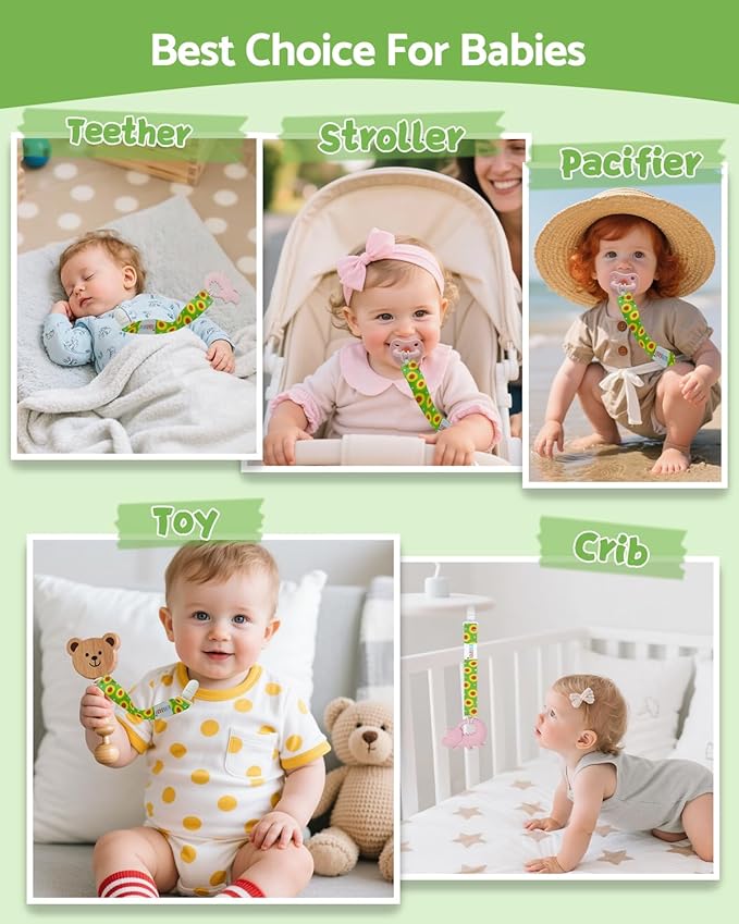 ALVABABY 8 Pack Paci Clip Holder Leashes for Newborn Baby Boys Girls 8DBP07A
