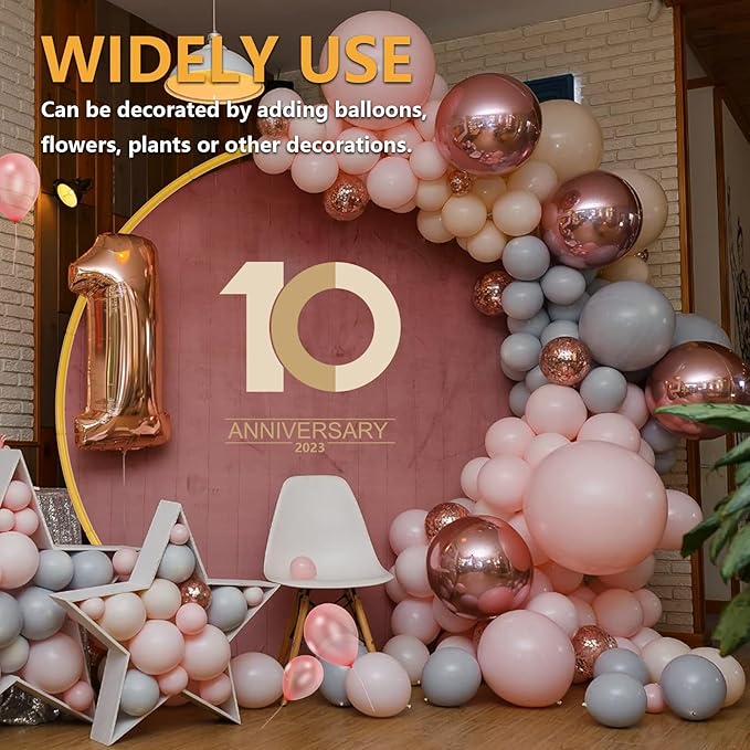 7.2ft Round Backdrop Stand, Stable Balloon Arch Stand, Metal Wedding Arch Backdrop Stand Circle Backdrop Stand Frame for Wedding, Birthday Party, Baby Shower Decoration (Gold)