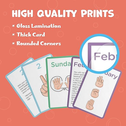 Hubble Bubble Kids American Sign Language Cards for Toddlers and Beginners - 180 ASL Flash Cards for Babies, Toddlers, Kids, ABC Flash Cards for Deaf Children Include Starter, Vocab, and Sight Words