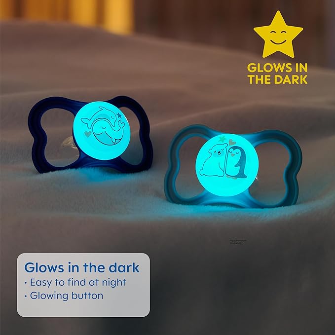MAM Air Night & Day Baby Pacifier, for Sensitive Skin, Glows in The Dark, 3 Pack, 6-16 Months, Unisex