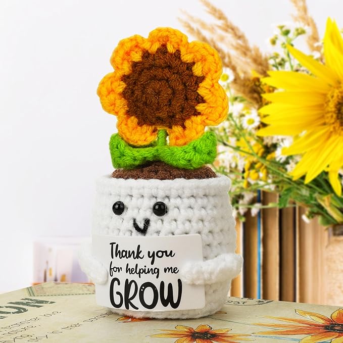 MBL Bosses Day Women Coworker - Thank You Appreciation Emotional Positive Support Crochet Sunflower Gifts for Teacher Men Woman Mentor Boss Lady Friend Farewell Retirement Thanksgiving Halloween