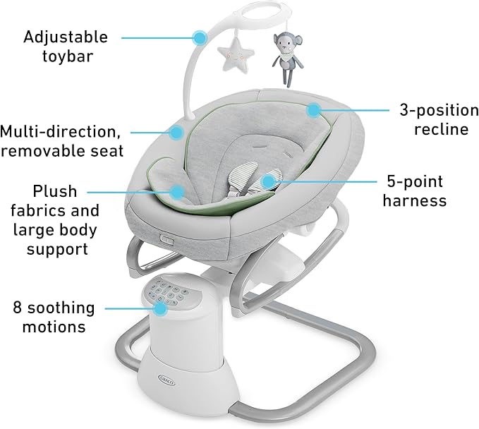 Graco Soothe My Way with Removable Rocker, Madden - Versatile Baby Swing & Portable Rocker