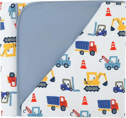 Premium Baby Blanket, Stretchy Quilt for Kid, Soft Crib Bedding for Newborn Baby and Toddler, Nursery Blanket for Boys and Girls, Viscose Made from Bamboo, 50'' x 50'' Blue Car