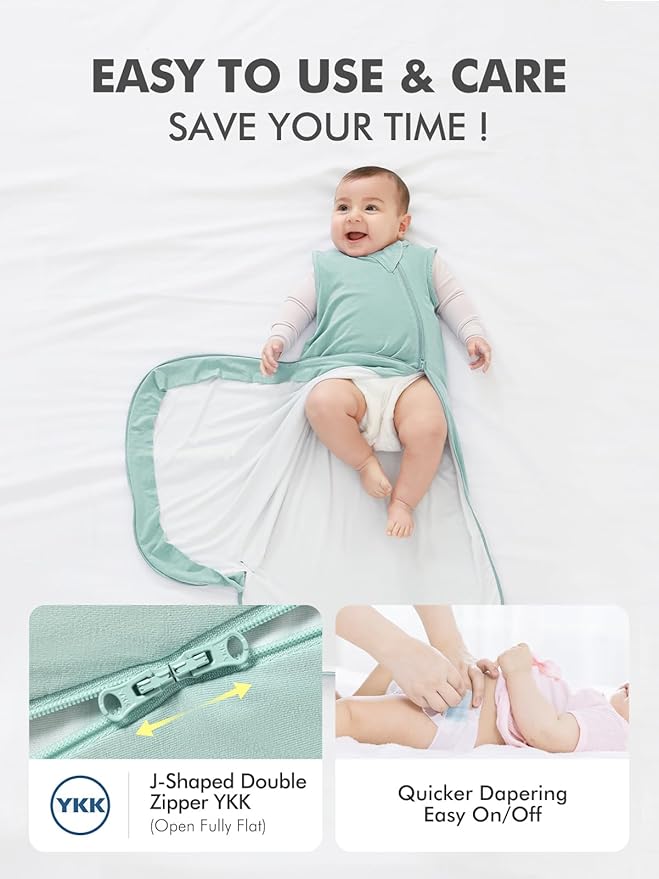 HAPIU Unisex Rayon Made from Bamboo Baby Sleep Sack TOG 0.5, 2-Way Zipper YKK, Wearable Blanket Toddler