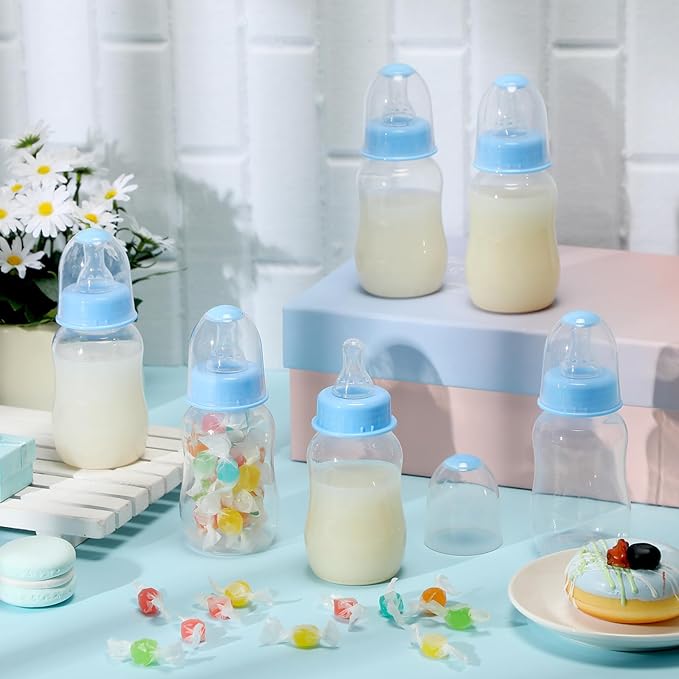 30 Pcs Baby Shower Favors Party Game Mini Baby Bottles Gift Sets for Baby Shower Boy Girl Gender Reveal Birthday Party Supplies Gift (Blue)