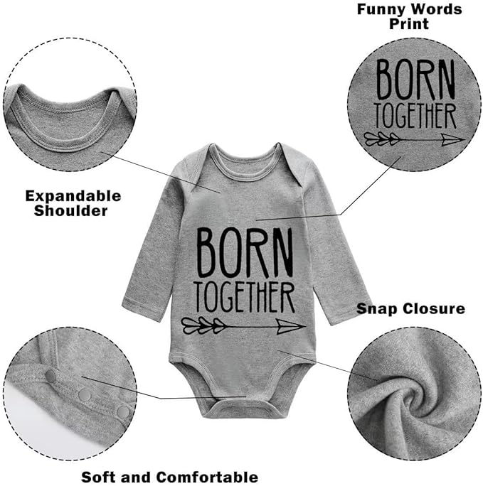 YSCULBUTOL Baby Twins Bodysuits Best Friends Forever Baby Clothes Set with Bibs Girl Outfit with hat