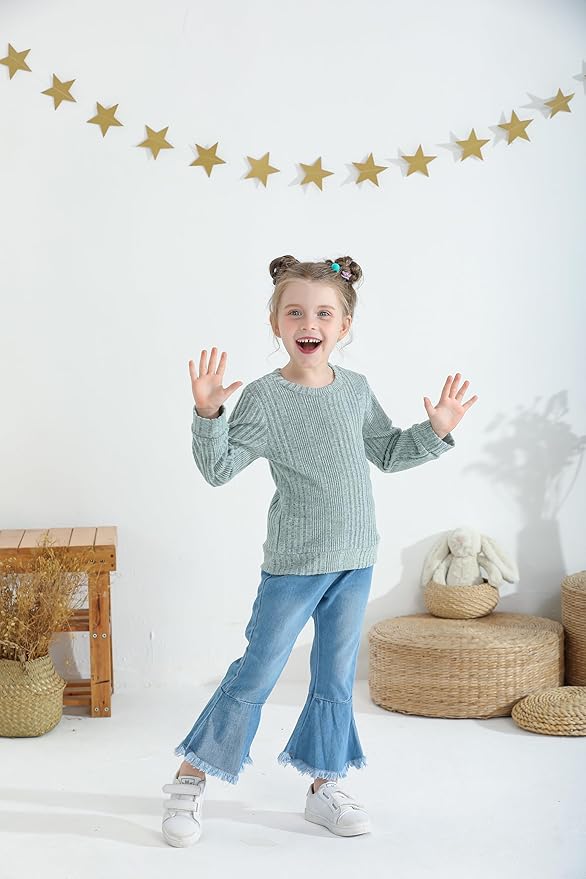 Mioglrie Toddler Girl Clothes Little Girl Denims Outfits Jeans Pants Set Little Baby Toddler Baby Clothes for Girl