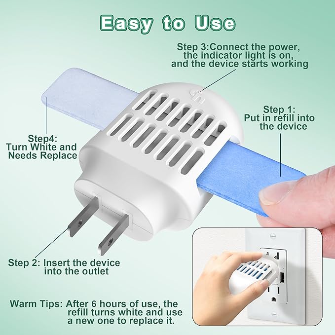 Mosquito Repellent Indoor Use with 20' Mosquito Protection Zone, Plug in Electronic Mosquito Repeller, DEET-Free, for Home, Office