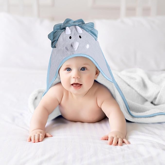 Mother's Choice Baby Hooded Towel - Large Size Cotton, Ultra-Soft & Absorbent Bath Towel for Newborns, Infants, Toddlers, Boys & Girls with Animal Hood (Dinosaur)