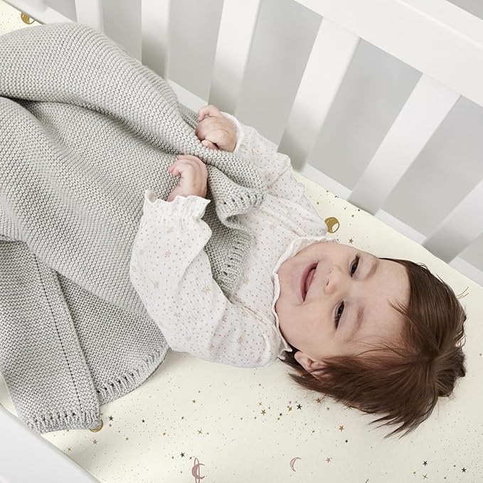 Little Grape Land Toddler Sheets 4 Pack – Baby Crib Sheets Fitted for Boys Girls, Standard Size 28x52‘’ Crib Mattress, Super Soft Breathable Washable Microfiber Starry Galaxy