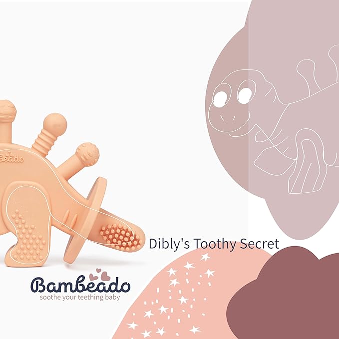 Baby Teether Toy: Dibly - The Dino Baby Teething Toys BPA-Free Teethers Inspired by Nature with Natural Rubber Pacifier