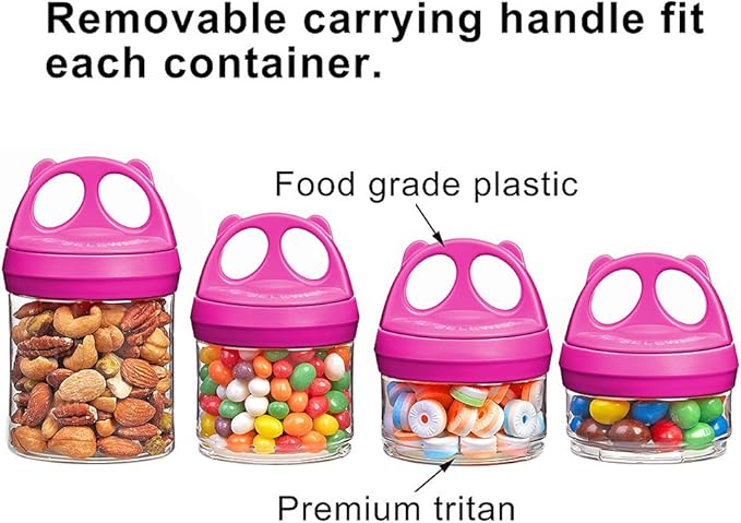 SELEWARE Portable Stackable Food Storage Containers for Snacks Formula Powder and Drinks Twist Lock System Airtight Leak-proof BPA and Phthalate Free 4 Piece Jars 31oz, Red