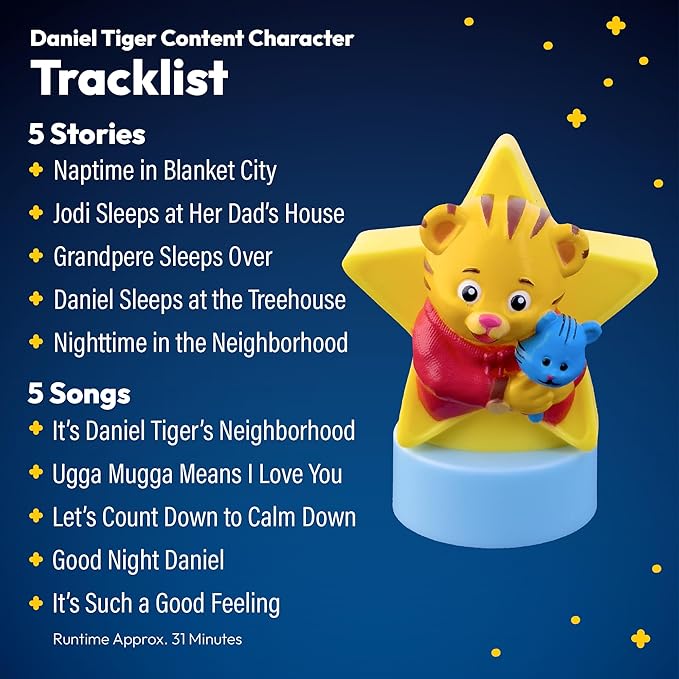 Kids Book Projector – 5 Daniel Tiger & 5 Classic Read-Aloud Stories, 10 Songs & Night Light & Soothing Dream Music | Children Ages 3+ Storytime Projector for Kids & Toddler | Toys, Owl & Daniel Tiger
