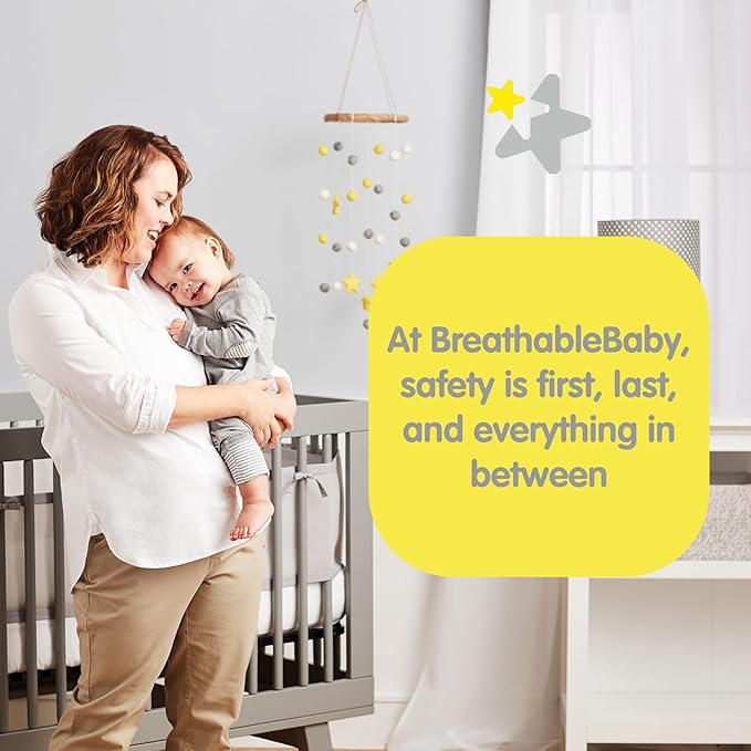 BreathableBaby Breathable Mesh Liner for Full-Size Cribs, Classic 3mm Mesh, Light Blue (Size 4FS Covers 3 or 4 Sides)