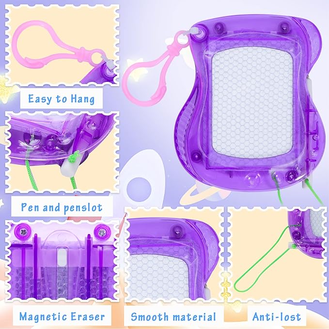 24 Pcs Mini Magnetic Drawing Board for Kids,Erasable Sketch and Painting Pad with Backpack Keychain Clip,4 Colors Mini Doodle Board for Birthday Party Favors Classroom Supply Goodie Bag Stuffer