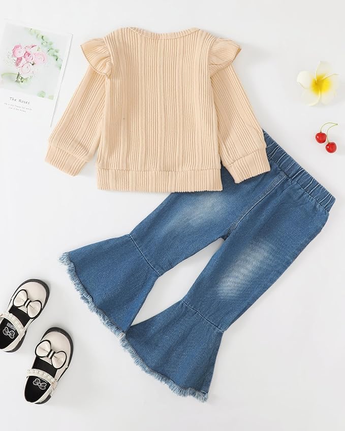 Mioglrie Toddler Girl Clothes Little Girl Denims Outfits Jeans Pants Set Little Baby Toddler Baby Clothes for Girl