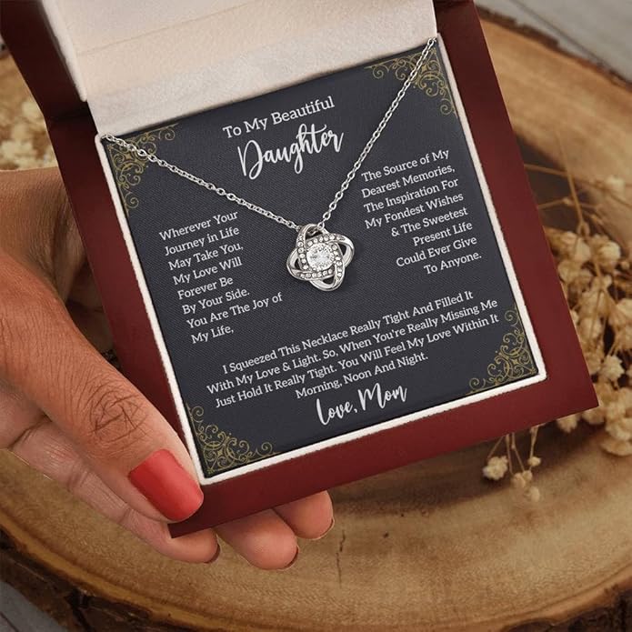 To My Daughter Gift Necklace From Dad or Mom - Badass Daughter Jewelry With Heartfelt Message & Elegant Box
