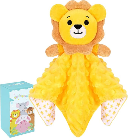 Loveys for Babies,Soft Lion Security Blankets for Babies,Baby Security Blanket for Newborn Infant Toddler Snuggle Toy Stuffed Animal,Baby Lovey Lion Boys Girls Gifts(Yellow Lion,12in)