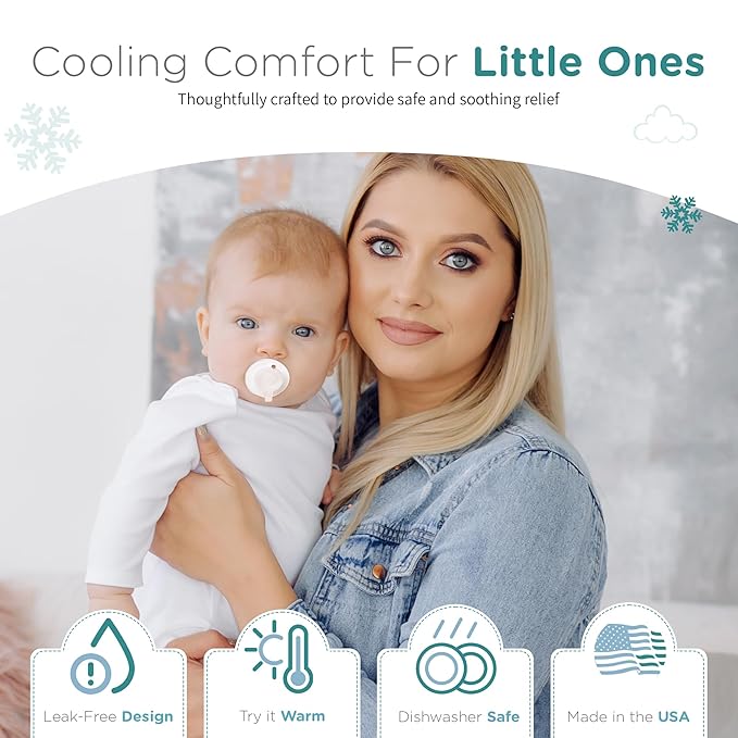 Freezer Teether Pacifier & Ice Cube Tray – Soft Silicone Freezable Teething Paci for Baby Teething Relief - Cold Teething Toy 0-9 Months - BPA Free, Medical Grade & Easy to Clean – USA Bundle