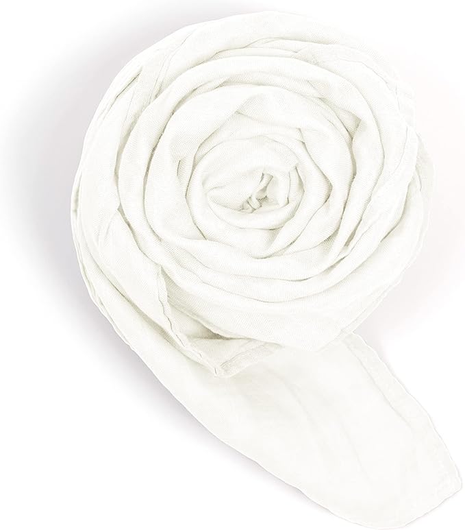BWD Baby Swaddle Blanket – Ultra-Soft 70% Bamboo Viscose & 30% Organic Cotton Muslin – Lightweight, Breathable, Stretchy – Newborn Essential 47" (White)