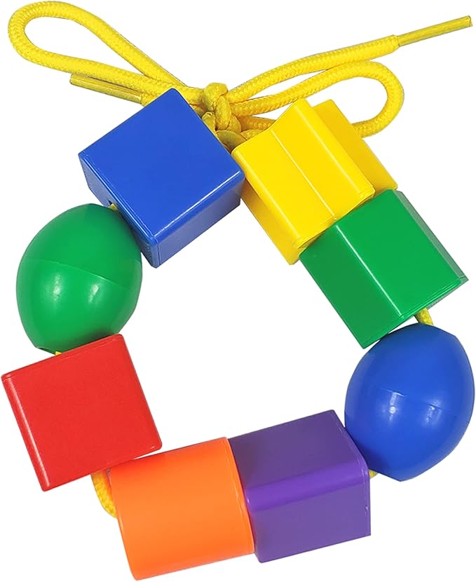 Toddler Toys - Big Lacing Beads Set for Fine Motor Skills & Hand-Eye Coordination - 36 Beads & 6 Strings - Color Sorting & Counting Educational Learning Toy Montessori Toys