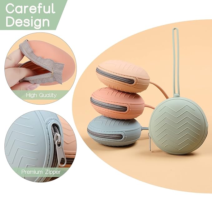 2 Pack Silicone Pacifier Holder Case, BPA Free Newborn Baby Pouch for Boys & Girls, Portable Container (Powder Rose, Dusty Lilac)