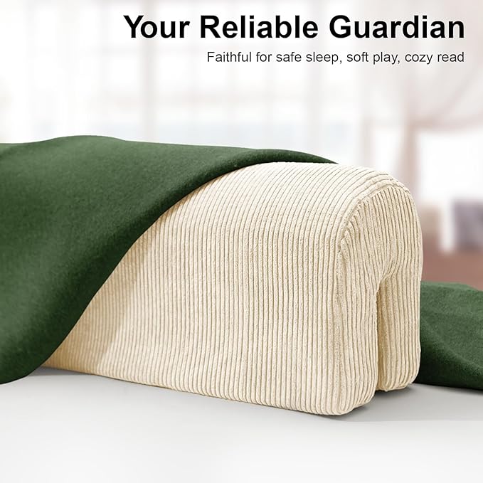 Bed Rail Bumpers Protector, Hospital Bed Rails Padding, Loft Beds and Bunk Beds Bumpers Protector, Premium Soft Memory Foam - Anti-Bump | Fall Prevention, Size 27.6 x 5.5 x 7.9 Inches, Beige