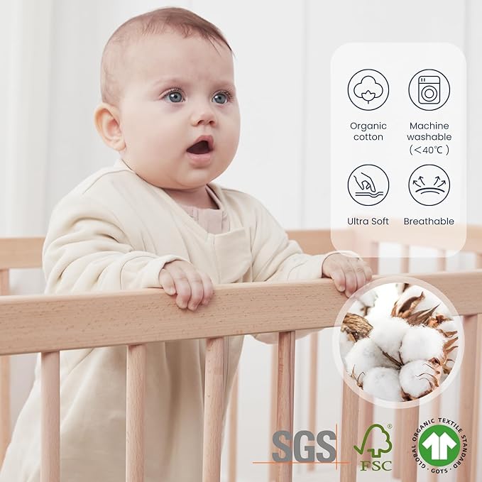 Unisex Sleeping Bag for Babies and Toddlers 1.0 Tog Sleep Sack 6-18Months, Newborn Sleep Sack, Wearable Blanket Baby, One piece Long sleeves, Gifts for Baby