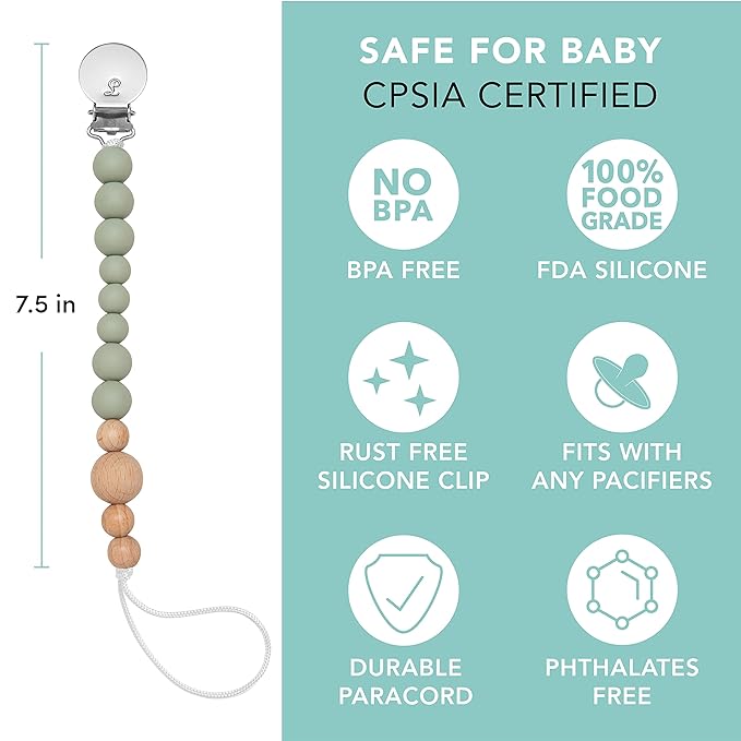 Loulou Lollipop Silicone Soother Pacifier Clip Binky Holder for Newborn and Baby - Color Block (Pink Quartz)