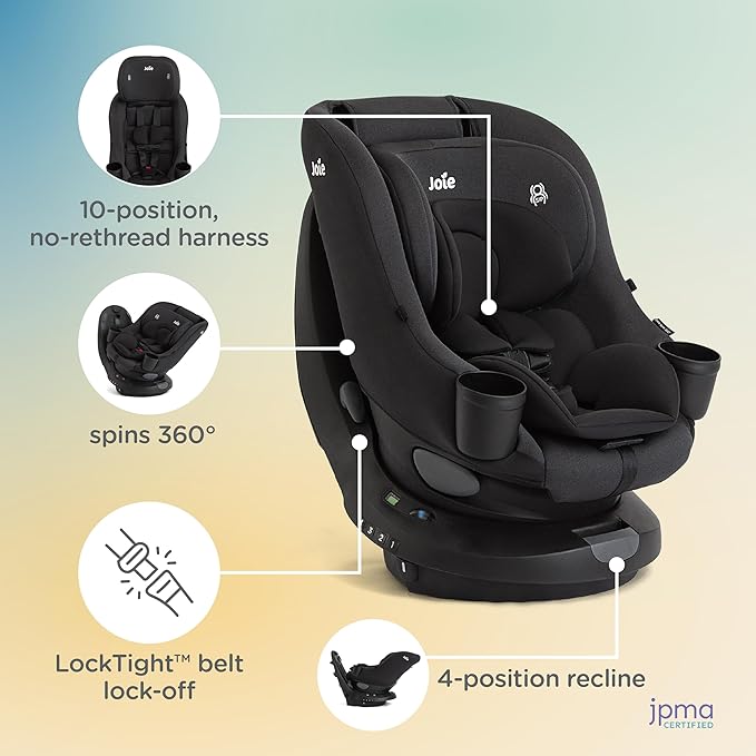 Joie Chili Spin 360 2-in-1 Rotating Convertible Car Seat with a 360 Spin and Easy Installation - Lower Anchor Attachment or Vehicle Belt Installation (Shale)