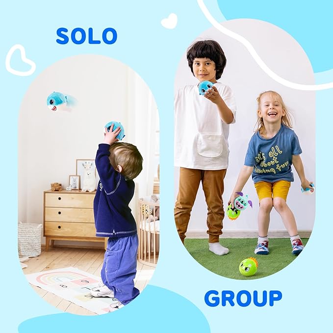 Plush Bouncy Balls for Kids & Toddlers - 3" Large Safe Size BPA Free- Toddler Toys Stuffed Animals -Indoor Outdoor Games - 3 Pack Bulk - Birthday Hallowwen Gift for Boys Girls 1-3 3-5 5-8 8-12