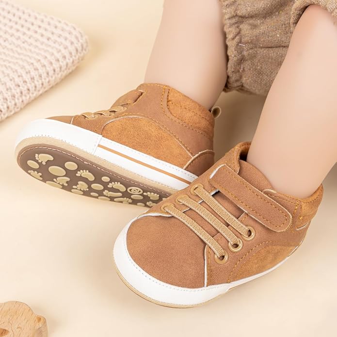 CENCIRILY Baby Boys Girls High Top Sneakers Soft Soles Anti Skid Infant Ankle Shoes Toddler Prewalker First Walking Crib Shoes