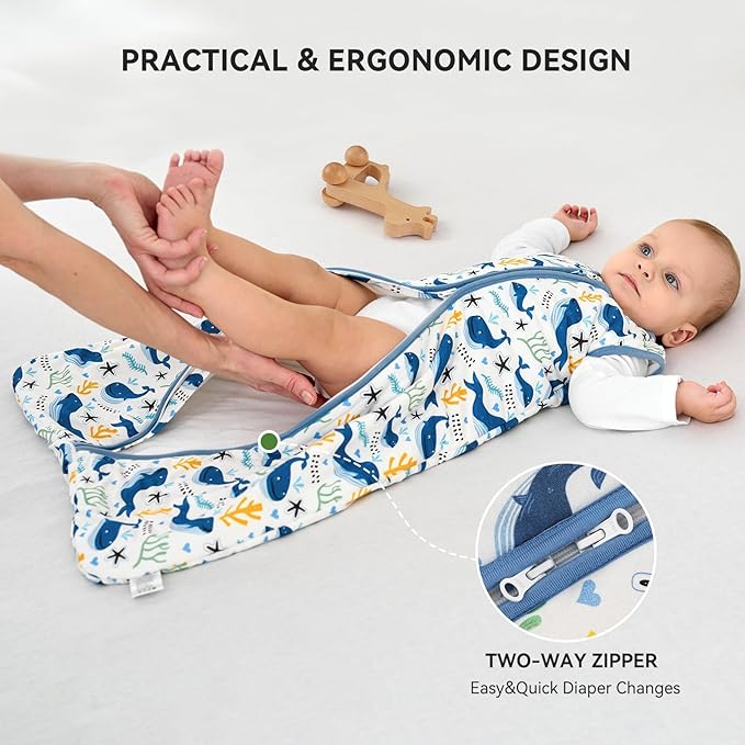 Baby Sleep Sack 6-12 Months Rayon Made From Bamboo 1.0 Tog Soft Wearable Blanket Baby Sleeping Bag for Infant Newborn 2-Way Zipper Toddler Sleep Sacks