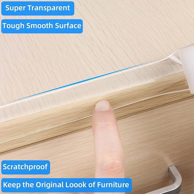 3Pack Clear Edge Protector Strip, 0.8in x 9.84FT(29.52FT Total), Sharp Edge Wrap Cover Tape, Self Adhesive Protective Bumper Guards for Cabinet Door Desk Glass Table Furniture, Kitchen Countertop