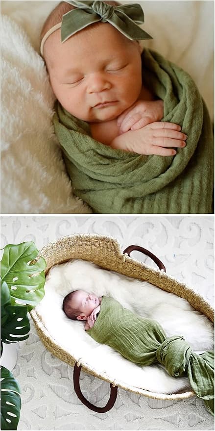 Little Jump Breathable Muslin Swaddle Blankets - 2 Pack Jungle & Green - Softest Baby Receiving Blankets for Boys and Girls (Jungle & Green)